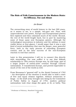 The Role of Folk Consciousness in the Modern State