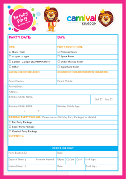 Birthday Party Booking Form