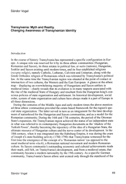 Myth and Reality. Changing Awareness of Transylvanian Identity