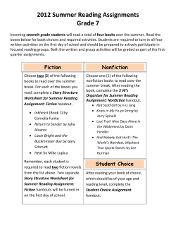 2012 Summer Reading Assignments Grade 7