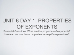 unit 6 day 1: properties of exponents