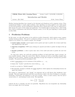 Introduction and Models 1 Prediction Problems