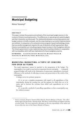 Municipal Budgeting - Canadian Tax Foundation