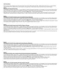 Unit 8 Presentations Read the assigned pages of Chapter 23