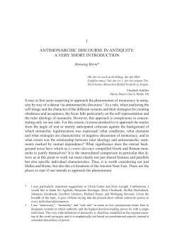 1 antimonarchic discourse in antiquity: a very