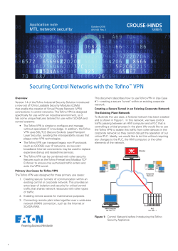 Securing Control Networks with the TofinoTM VPN