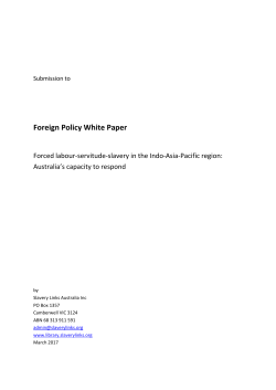 Slavery Links Australia Inc - Department of Foreign Affairs and Trade