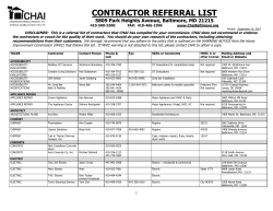 CONTRACTOR REFERRAL LIST