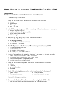 Chapter 6.2, 6.3 and 7.3- Immigration, Urban Life