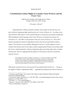 Constitutional Labour Rights in Canada: Farm Workers and the