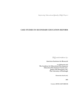 Case Studies in Secondary Education Reform