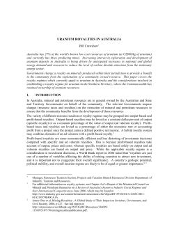 uranium royalties in australia