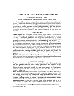 EXCISION OF THE LUNATE BONE IN KIENBOCK`S DISEASE