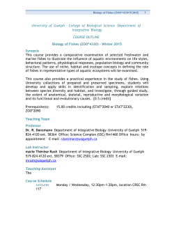 Biology of Fishes [ZOO*4330 W2015]