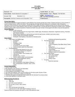 SYLLABUS Centennial High School 2015