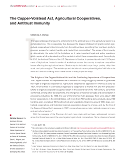 The Capper-Volstead Act, Agricultural Cooperatives, and Antitrust