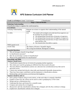 APS Science Curriculum Unit Planner
