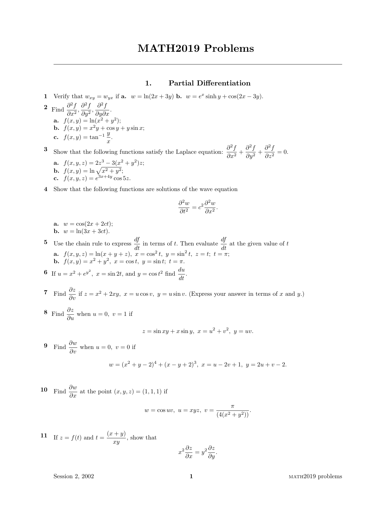 Tutorial Problems And Some Answers