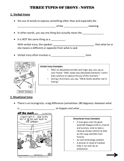 THREE TYPES OF IRONY - NOTES 1. Verbal Irony