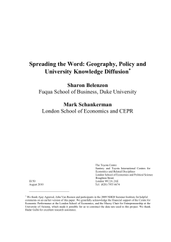 Spreading the Word: Geography, Policy and University