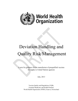 Deviation Handling and Quality Risk Management