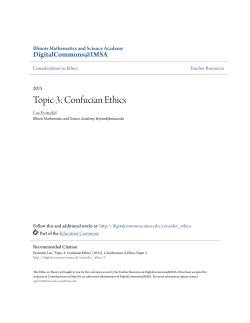 Topic 3: Confucian Ethics