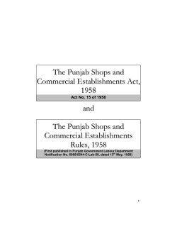 The Punjab Shops and Commercial Establishments Act, 1958 and