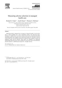 Measuring adverse selection in managed health care