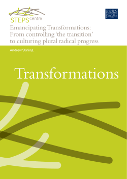 From controlling `the transition` to culturing plural radical progress