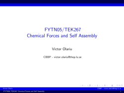 FYTN05/TEK267 Chemical Forces and Self Assembly
