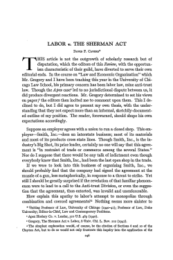 Labor v. the Sherman Act - Chicago Unbound