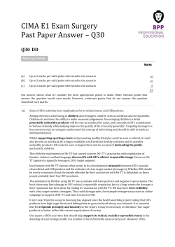 CIMA E1 Exam Surgery Past Paper Answer – Q30