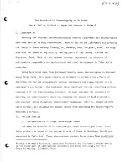 The Economics of Sharecropping in NE Brazil Lee W. Bettis, Richard
