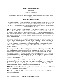GIDEON v. WAINWRIGHT (1963) 372 U.S. 335 FIFTH AMENDMENT