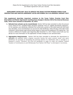 Plan Description and Master Agreement