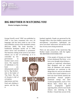 big brother is watching you - Open Journals at Leeds Beckett