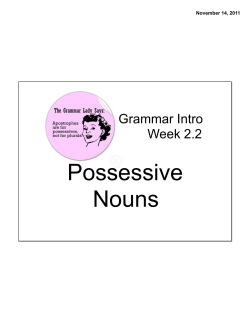 Possessive Nouns - Plain Local Schools