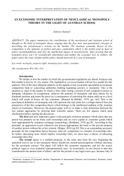 an economic interpretation of neoclassical monopoly theory in the