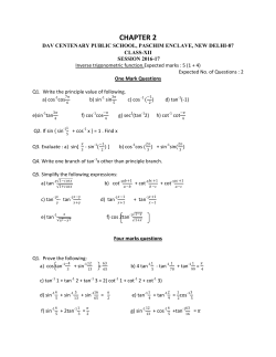 Chapter-2 (Inverse trigonometric function) Session 2016-17