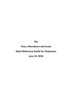 TAL Time, Attendance and Leave Quick Reference Guide for