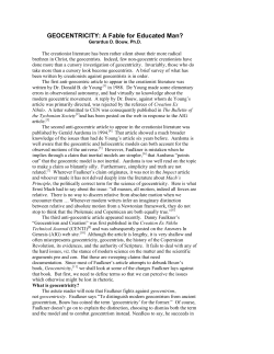 GEOCENTRICITY: A Fable for Educated Man?