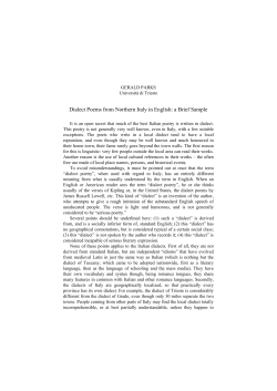 Dialect Poems from Northern Italy in English: a Brief