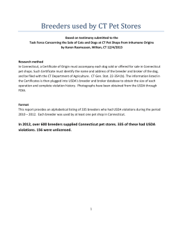 Breeders used by CT Pet Stores - CT Alliance for Humane Pet Shops