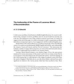 The Authorship of the Poems of Laurence Minot: A Reconsideration