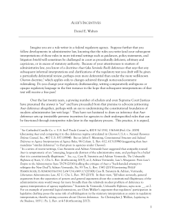 1 Daniel E. Walters Imagine you are a rule writer in a federal