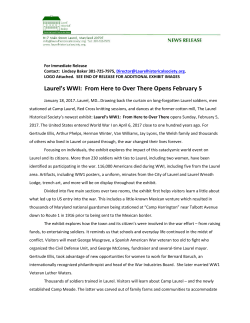 February 5, Grand Opening of "Laurel`s WW1: From Here to Over