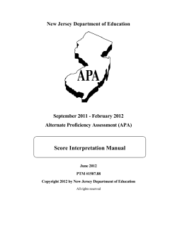 2012 APA Score Interpretation Manual