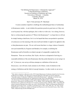 On Defining the Renaissance