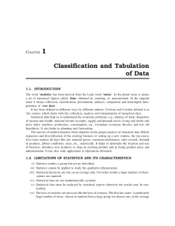 Classification and Tabulation of Data