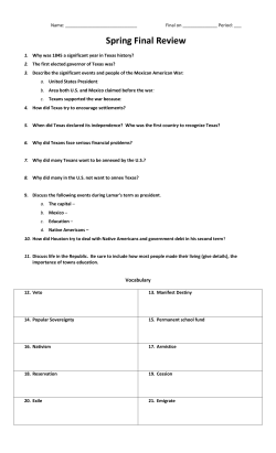 Exam Review FINAL 2017 TX History